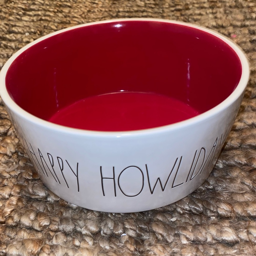 Rae Dunn Happy Howlidays XL Dog Bowl